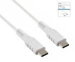 DINIC USB type C til C-ladekabel, 2x USB type C-stik, 60W, 3A, OD: 3,5mm, hvid, DINIC-boks med Euro-hul, 1,5m